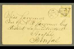 1871 COVER FROM CORK TO BENGAL 1871 (5 Jan) Cover To Hooghly, Bengal, Bearing GB 1867 9d Straw Plate 4, SG 110, Tied By  - Sonstige & Ohne Zuordnung
