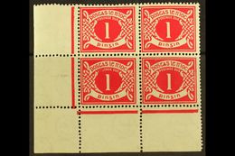 1925 POSTAGE DUE 1d Carmine, Lower Left Corner Block Of Four, Position 10/1 Blotted "POS" (Hib. Pd2c), Lightly Hinged In - Sonstige & Ohne Zuordnung