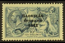 1928 WIDE DATE 10s Dull Grey Blue Seahorse, SG 88, From The Broken "S" Plate (Hib. T74d), Very Fine Mint.  For More Imag - Other & Unclassified