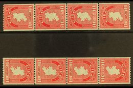 1946 COIL STAMPS 1d Carmine Perf 15 X Imperf, Fine Mint Strips Of Four With Upright And Inverted Watermarks, SG 112c/cw, - Sonstige & Ohne Zuordnung