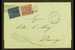 MODENA 1853 Cover To Piacenza Franked Modena 10c On Rose With Stop And 40c On Deep Blue With Stop (Sass 9 & 10) Tied By  - Non Classificati