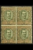 1910 10L Sage- Green And Pale Rose, Sass 91, Fine Never Hinged Mint BLOCK OF 4, Perfs At Left A Little Rough. Fresh & At - Non Classificati