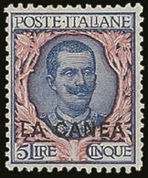 ITALIAN PO's IN CRETE LA CANEA 1905 5L Blue & Rose Overprint, Sassone 13, SG 13, Very Fine Mint, Very Fresh. For More Im - Sonstige & Ohne Zuordnung