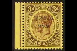 1916 3d Purple On Lemon, Ovptd "War Stamp", Variety "overprint Inverted", SG 72aa, Marginal Mint, Very Fine Appearance B - Jamaica (...-1961)