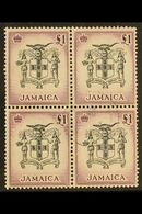 1956-58 £1 Black & Purple "Arms", SG 174, Fine Cds Used Block Of 4. For More Images, Please Visit Http://www.sandafayre. - Jamaica (...-1961)