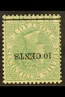 1891 10c On 24c Yellow Green, Variety "watermark Inverted", SG 86w, Very Fine Mint. For More Images, Please Visit Http:/ - Straits Settlements