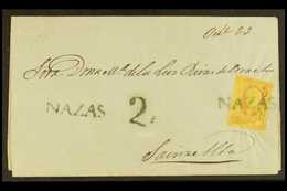ZACATECAS DISTRICT Cover From Nazas To Sain Alto Bearing 1861 4r Dull Rose On Yellow Paper (Scott 10), Tied By Straight  - Mexiko