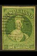 1864 1s Green Imperf, Wmk "NZ", SG 100, Very Fine Used With 4 Large Margins. For More Images, Please Visit Http://www.sa - Sonstige & Ohne Zuordnung