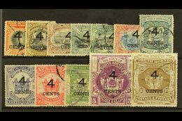 1899 "4 CENTS" Surcharges Set Complete, SG 112/22 & 125/6, Very Fine Used (12 Stamps) For More Images, Please Visit Http - North Borneo (...-1963)