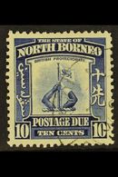 POSTAGE DUES 1939 10c Blue, Crest, SG D89, Very Fine Used. Rare Stamp. For More Images, Please Visit Http://www.sandafay - North Borneo (...-1963)