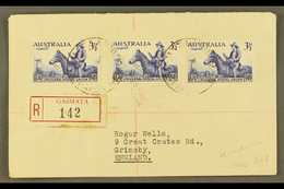 1950 (May) Neat "Roger Wells" Registered Cover To England, Bearing UPU 3½d X3, Tied GASMATA Cds's, Rabaul And Sydney Tra - Papua Nuova Guinea