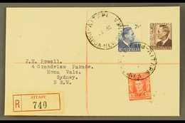 1952 (May) Neat Registered Envelope To England, Bearing Australia KGVI 2½d (2) And 7½d Tied AITAPE Cds's, Sydney Transit - Papua Nuova Guinea