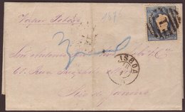 1876 Entire To Brazil Bearing 1870 50r Blue 'Straight Label', Perf 12½, SG 87, Tied By Neat '1' Numeral Cancel, 'Rio De  - Other & Unclassified