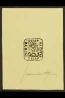 SPERATI REPRODUCTION 1858-61 5p Moldavian Bull, Proof In Black On Paper, Signed Beneath By Jean De Sperati; On Reverse H - Sonstige & Ohne Zuordnung