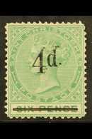 1886 4d On 6d Green, Surcharge Double, SG 25b, Mint With Part Original Gum ,some Paper Adherence On Reverse. Clear Light - St.Cristopher-Nevis & Anguilla (...-1980)