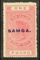 1918 £1 Rose-carmine, Perf 14½x14, SG 132, Fine Lightly Hinged Mint. For More Images, Please Visit Http://www.sandafayre - Samoa (Staat)