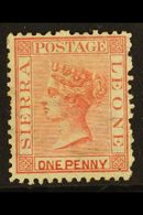 1872-73 1d Rose-red WATERMARK CROWN TO LEFT Variety, SG 7w, Unused No Gum, Small Faults, Fresh Colour. For More Images,  - Sierra Leone (...-1960)