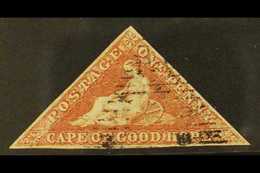 CAPE OF GOOD HOPE 1853 1d Pale Brick Red On Deeply Blued Paper, SG 1, Used With 3 Margins, Cat £450. For More Images, Pl - Non Classificati
