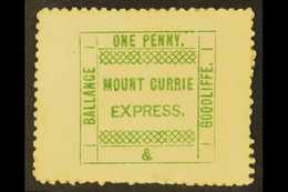 EAST GRIQUALAND - MOUNT CURRIE EXPRESS 1d Green , Ballance And Goodliffe Courier Post Stamp, Very Fine Mint Og. Extremel - Unclassified