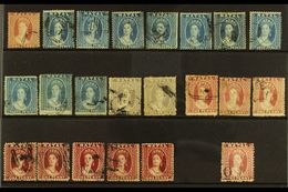 NATAL 1859-63 CLASSIC "CHALON" USED SELECTION That Includes 1859-60 No Wmk P14 1d & 3d X7 (SG 9/10), 1861-62 No Wmk Roug - Unclassified