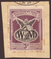 1917 WAR LABEL South African War Market, Johannesburg 3d Label, Black & Purple On Piece, Toned, Seldom Seen Item For Mor - Ohne Zuordnung