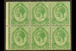 1921-2 BOOKLET PANE ½d Green, Watermark Inverted, Pane Of 6 With Binding Margin, SG 3, Never Hinged Mint. For More Image - Unclassified