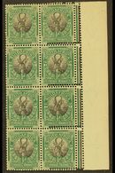 1926-7 ½d Black & Green, Pretoria Printing In A Right Marginal, Block Of 8, EXTRA STRIKE OF PERFORATOR At Right (doubled - Unclassified