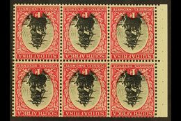 1930/1 1d Black & Carmine, Type I, Watermark Inverted, Booklet Pane Of 6 With Binding Margin, English Stamp First, SG 43 - Non Classificati