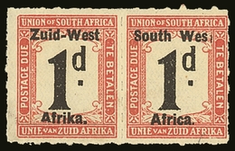 1923 POSTAGE DUE Setting I 1d Black And Rose, Variety "Wes" SG D7a, Mint Horizontal Pair, One With Light Crease. For Mor - South West Africa (1923-1990)