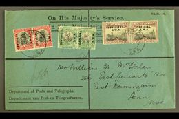 1929 (8 Nov) OHMS Printed Cover To USA Bearing ½d, 1d, And 2d Official (SG O9/11) Horiz Pairs Tied By Windhoek Cds's; Ne - Südwestafrika (1923-1990)