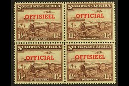 OFFICIAL 1951-2 1½d TRANSPOSED OVERPRINTS In A Block Of Four, SG O25a, Top Pair Lightly Hinged, Lower Pair Never Hinged  - South West Africa (1923-1990)