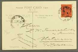 1906 Ppc To Germany Of A Wealthy Local Being Born In A Litter, Franked Ed VII Lagos 1d Cancelled Neat Badogry WCA Cds. F - Nigeria (...-1960)