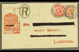 1908 Illustrated Registered Commercial Cover To Liverpool Franked Ed VII 1d And 3d Tied By Crisp Strikes Of ILESHA South - Nigeria (...-1960)