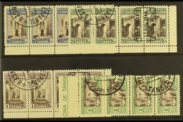 TANGIER TELEGRAPHS. 1946 Telegraph Multiples Of 4, Edifil 35/36 & 38/39, Very Fine Used ( 4 Multiples Of 4 =16 Stamps) F - Sonstige & Ohne Zuordnung