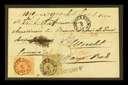 1857 30SK RATE COVER TO THE NETHERLANDS. 1857 (2 Nov) Envelope From Stockholm To Utrecht Bearing 6sk Light Grey And 24sk - Altri & Non Classificati