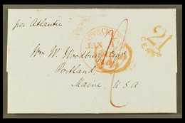 1851 (23 Dec) Stampless Entire Letter From Great Britain Addressed To Portland, Maine, Endorsed 'per Atlantic', Bearing  - Altri & Non Classificati