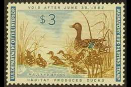 HUNTING PERMIT 1961 $3 Mallard Hen And Ducklings, Scott RW28, Never Hinged Mint. Graded XF - Superb 95 With PSE Certific - Altri & Non Classificati