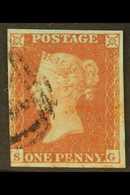 1841 1d Red "SG", With Large Part RED MALTESE CROSS In Combination With Part 1844 Type Numeral Cancel In Black, 3½ Margi - Altri & Non Classificati