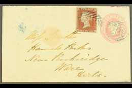 1841 1d Red- Brown Imperf. Uprating An 1852 (17 Apr) 1d Pink Envelope To Ware, Tied By Dawlish Numeral In A Bluish Ink.  - Altri & Non Classificati