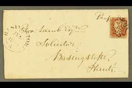 1843 (29 JUL) Entire Letter From Mitcham To Basingstoke Bearing 1841 1d Red-brown With Four Margins Tied By Very Fine "N - Sonstige & Ohne Zuordnung