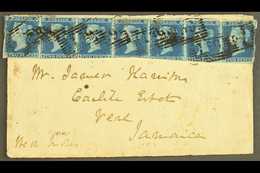 1853 (15 June) Cover From Glasgow To Jamaica Bearing 1841 2d Blue Imperf STRIP OF SEVEN ('EC' To 'EI') Tied By "159" Can - Altri & Non Classificati