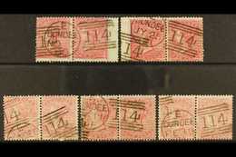 1855-1857 "DUNDEE" PAIRS An Attractive Group Of 5 X 4d Pairs, 2 X Rose Carmine (SG 66) & 3 X Rose (SG 66a), Each Bearing - Sonstige & Ohne Zuordnung