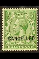 1912-24 ½d Green With "CANCELLED" Type 24 Overprint, SG Spec N14v, Fine Never Hinged Mint, Very Fresh. For More Images,  - Ohne Zuordnung