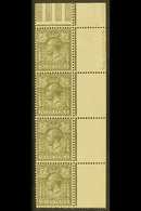 1912-24 7d Olive-grey (SG Spec N27(2), SG 387), Fine Mint (all Stamps Are Never Hinged) Top Right Corner Vertical STRIP  - Unclassified