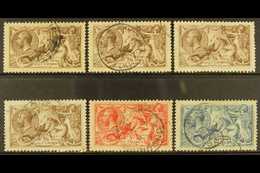 1918-19 Bradbury Seahorses Complete Set Inc Four 2s6d Shades, SG 413a/17, Cds Used, Some With Minor Perforation Imperfec - Unclassified