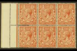 1924-26 1½d Red-brown, SG 420, Never Hinged Mint Left Marginal BLOCK Of 6 With Spectacular DOUBLE PERFORATION ERROR At L - Ohne Zuordnung