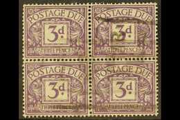 POSTAGE DUES 1924-31 3d Dull Violet EXPERIMENTAL PAPER Variety, SG D14b, Good Used BLOCK Of 4 Cancelled By Parcel Postma - Ohne Zuordnung