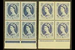 1958-1965 DRY PRINT VARIETY. 1s6d Grey-blue Wilding, SG 586, Never Hinged Mint Lower Marginal BLOCK Of 4 With Stunning D - Other & Unclassified