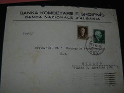 1940..2 BEAUTIFULS  COMMERCIAL LETTERS FROM TIRANA TO MILAN...///..2 LETTERE DALLA BANCA NAZIONALE D'ALBANIA PER MILANO - Albania