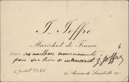 Carte Visite Joseph Joffre Maréchal De France Signature Autographe Carte Remerciements - Sonstige & Ohne Zuordnung